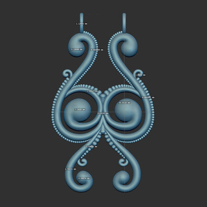 Free Form Beaded Scroll Pattern Slide Pendant 3d Model