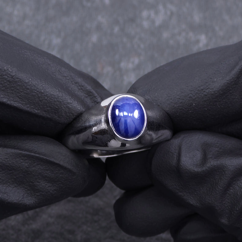 Cats Eye Sapphire Ring in Sterling Silver