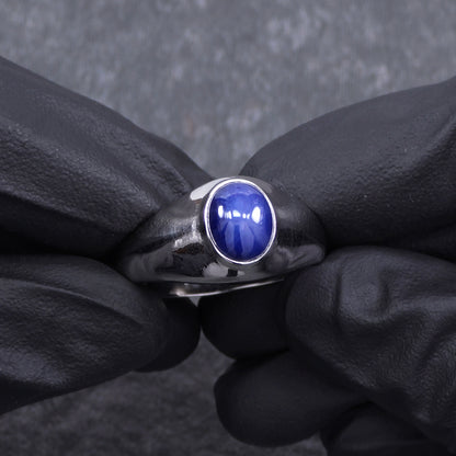 Cats Eye Sapphire Ring in Sterling Silver