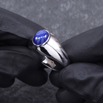 Cats Eye Sapphire Ring in Sterling Silver