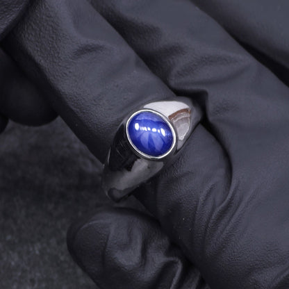 Cats Eye Sapphire Ring in Sterling Silver