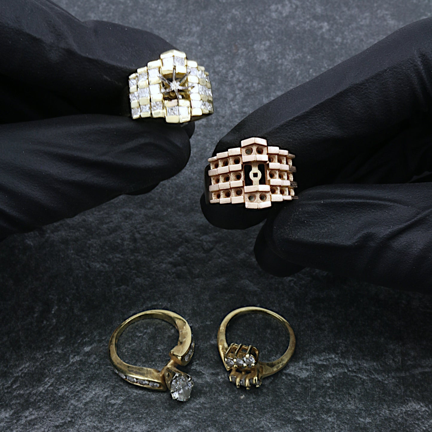 14k Rose Gold Channel Set Pyramid Ring Casting