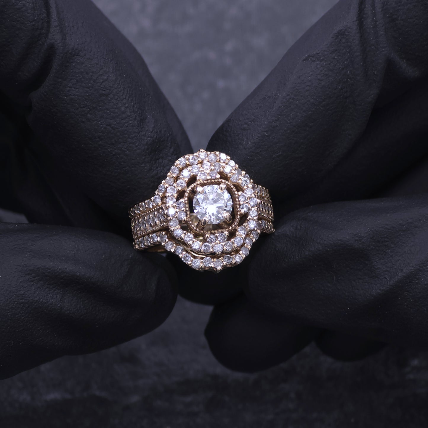 Custom Made 14k Yellow Gold Diamond Wedding Set