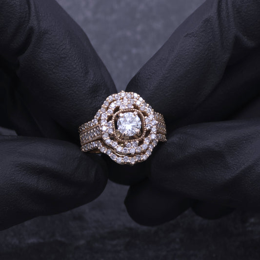 Custom Made 14k Yellow Gold Diamond Wedding Set