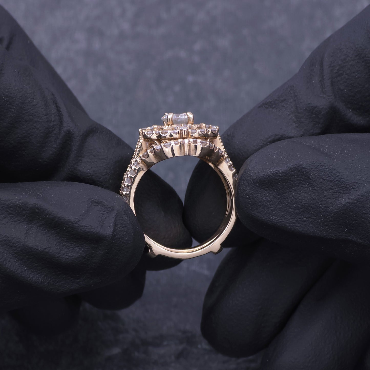 Custom Made 14k Yellow Gold Diamond Wedding Set