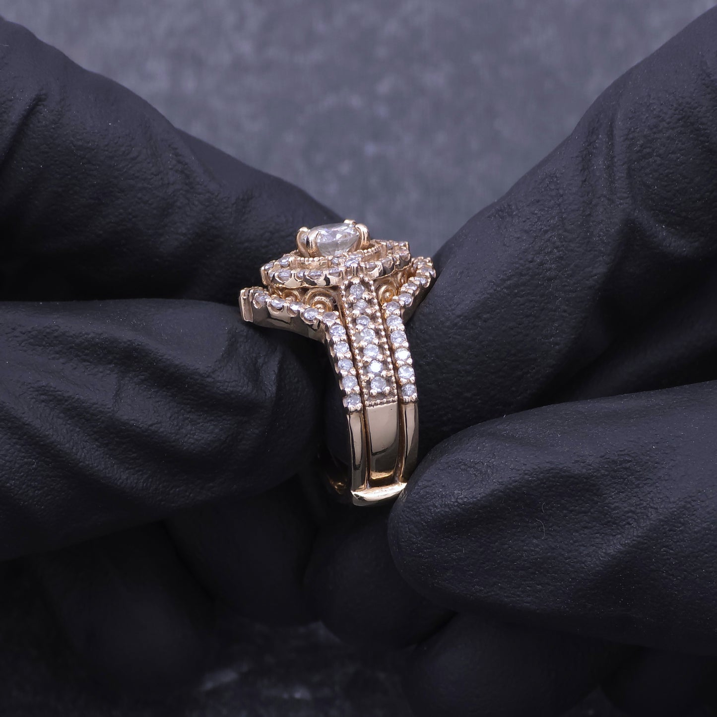 Custom Made 14k Yellow Gold Diamond Wedding Set