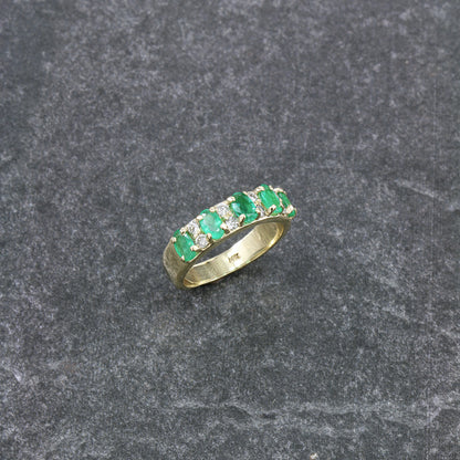 Custom Made 14k Yellow Gold Emerald and Diamond Ring