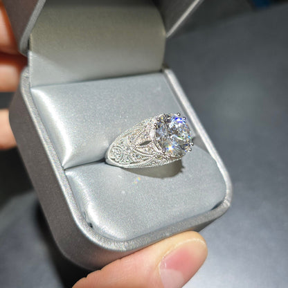 14k White Gold Faux Antique High Fashion Diamond Wedding Set