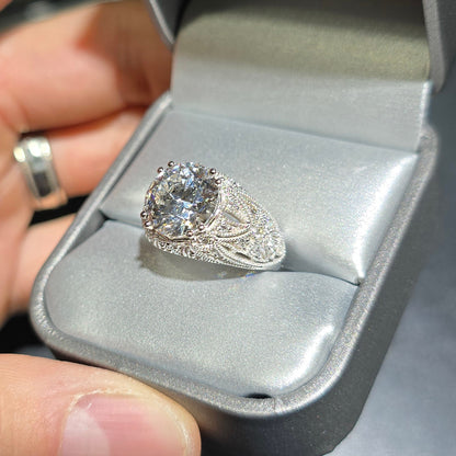 14k White Gold Faux Antique High Fashion Diamond Wedding Set