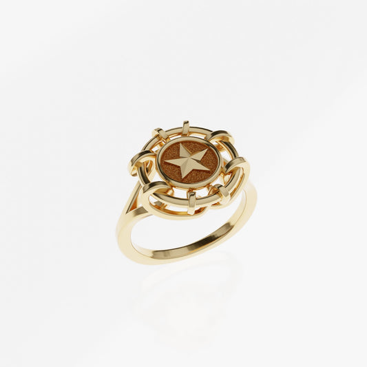 Free Form Textured Wrapping Ring With Star Insert 3d Model