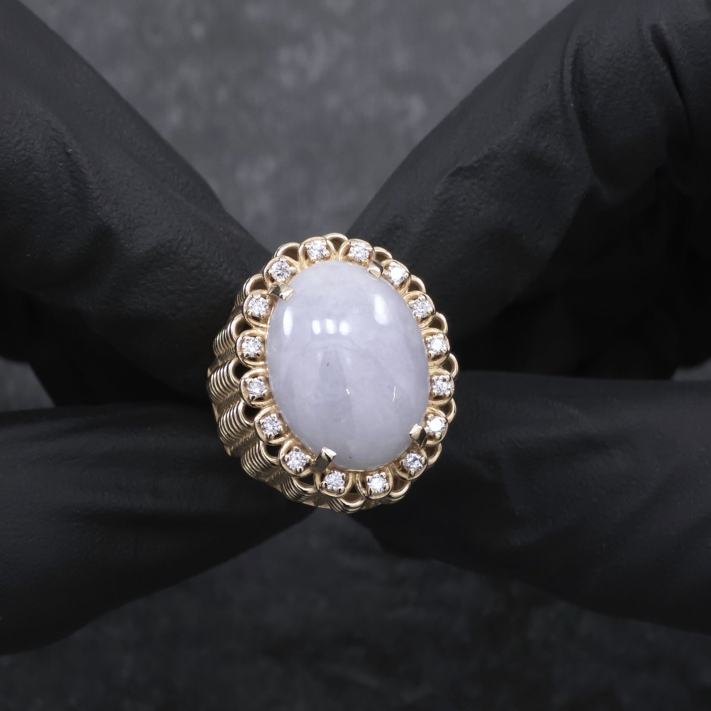 Recreated Diamond and Opal Handmade Ring