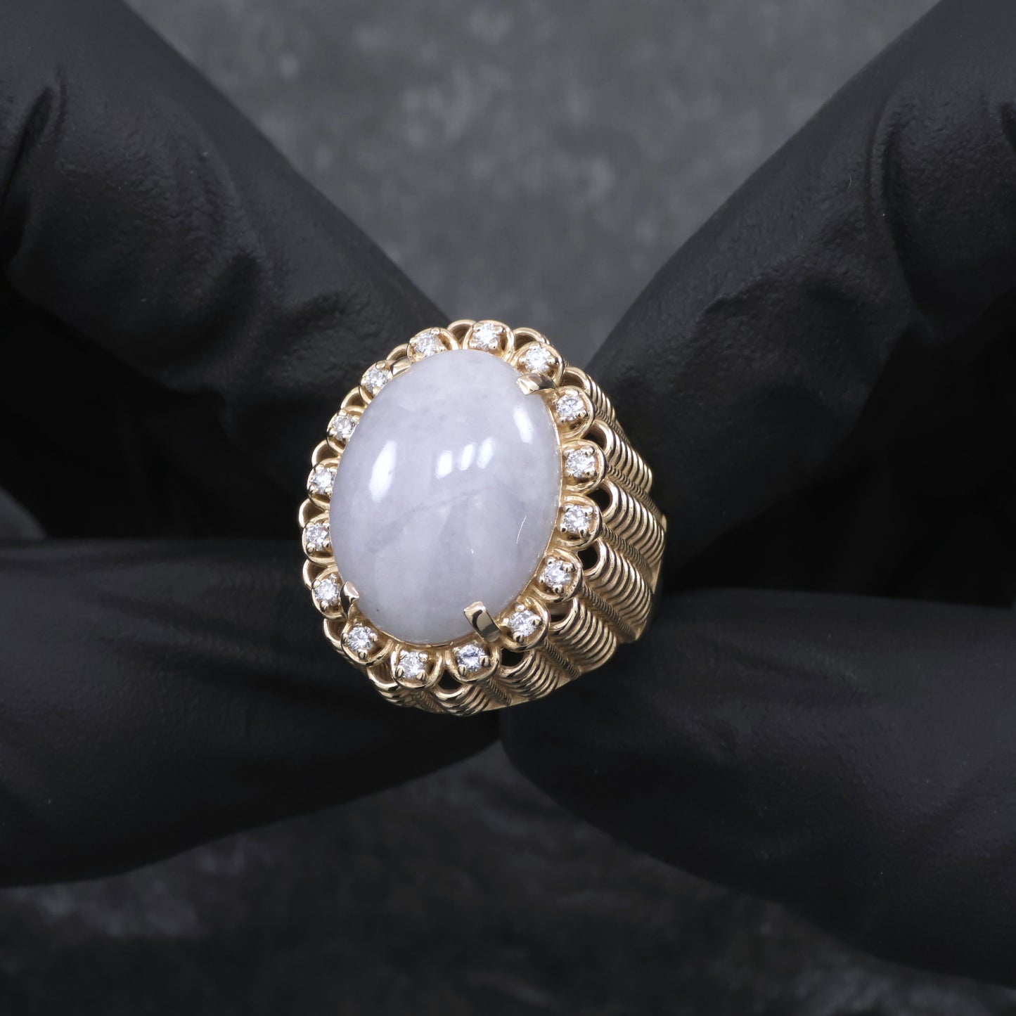 Recreated Diamond and Opal Handmade Ring