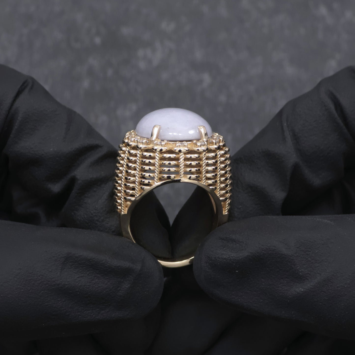 Recreated Diamond and Opal Handmade Ring