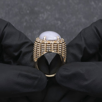Recreated Diamond and Opal Handmade Ring
