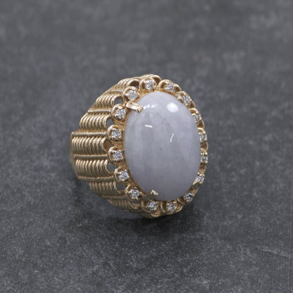 Recreated Diamond and Opal Handmade Ring