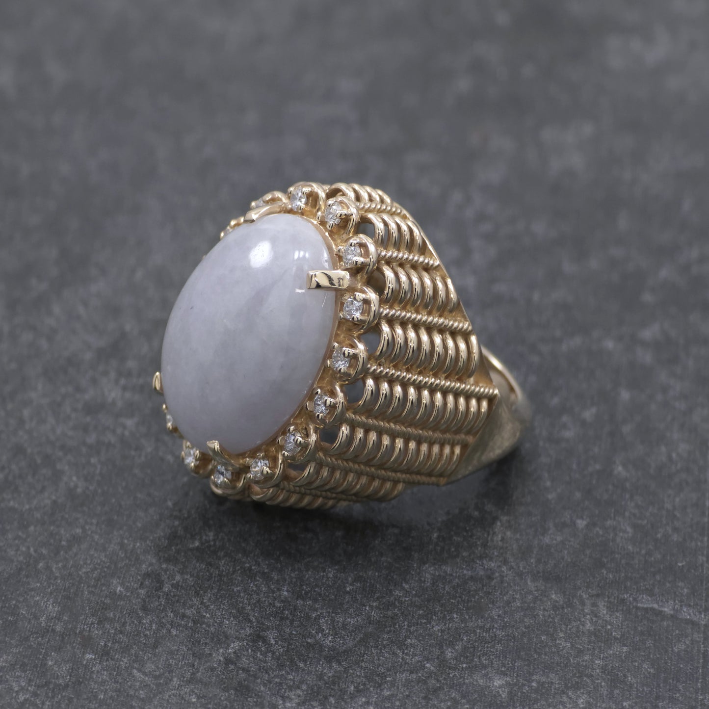 Recreated Diamond and Opal Handmade Ring