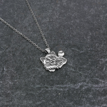 925 Sterling Silver Happy Cat Pendant With 22" Hypoallergenic Cable Chain Necklace
