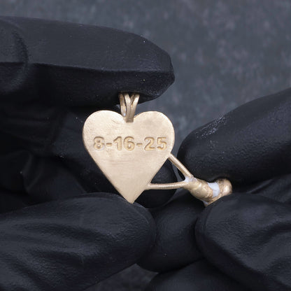 Custom 14k Yellow Gold Finger Print Heart Pendant