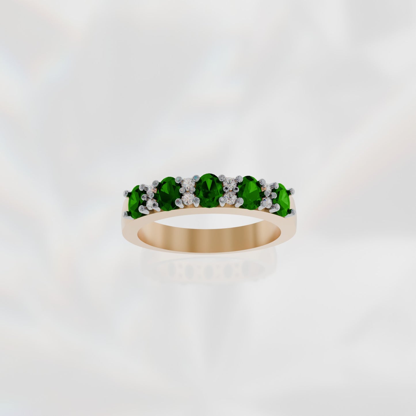 Custom Made 14k Yellow Gold Emerald and Diamond Ring