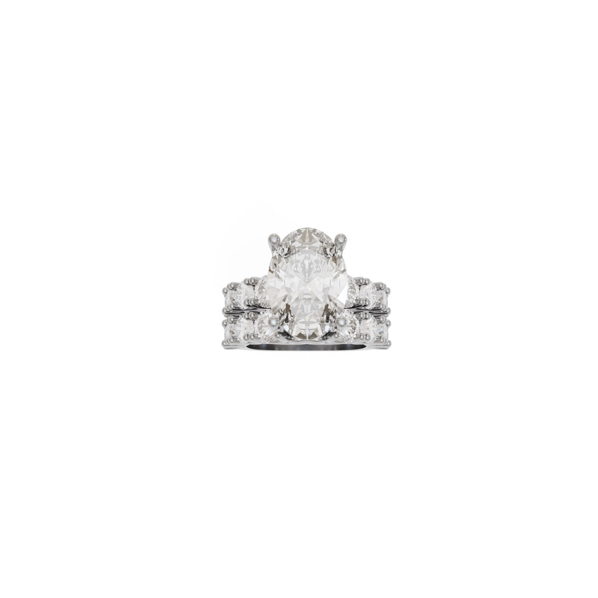 6ct Oval Diamond Custom Wedding Set 3d Print