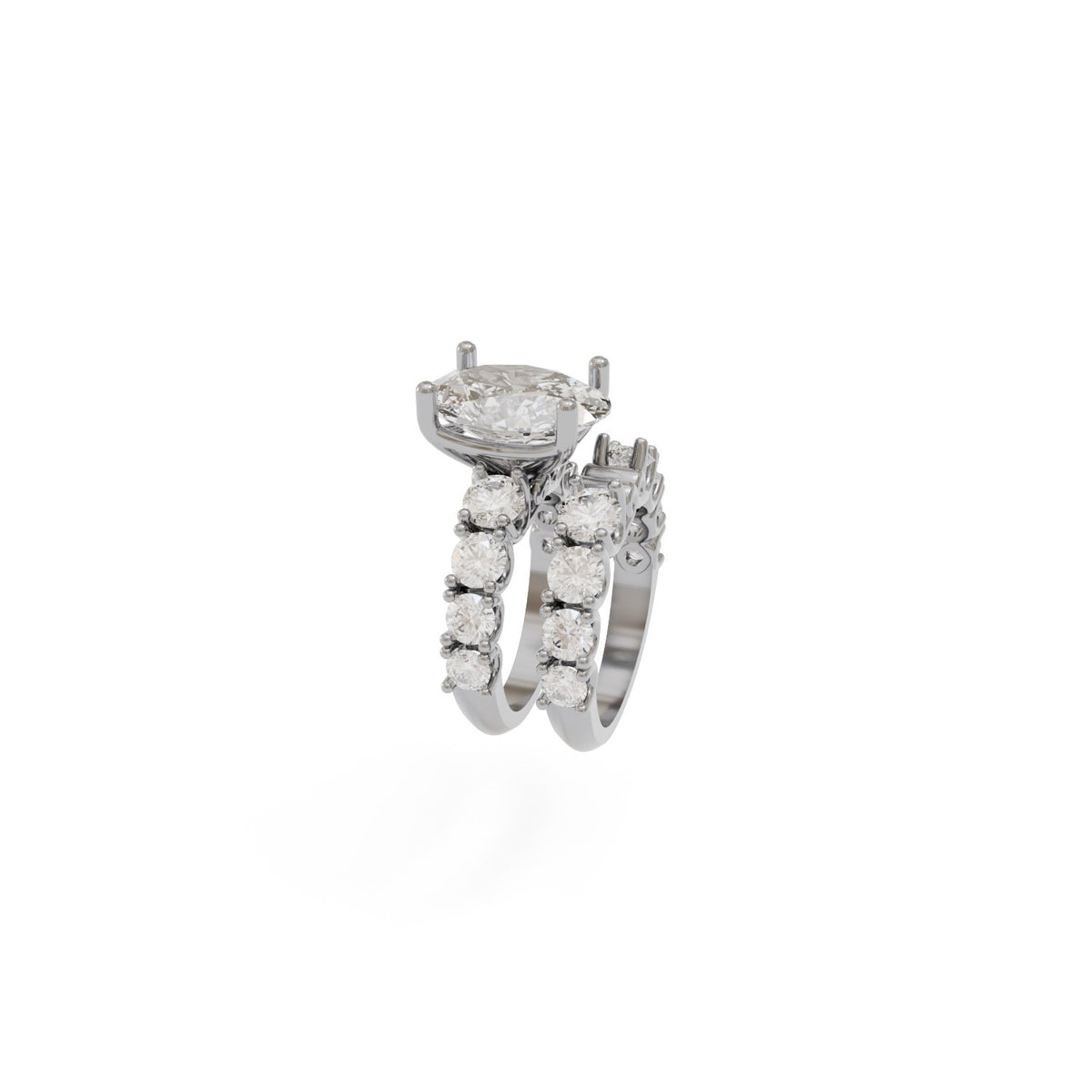 6ct Oval Diamond Custom Wedding Set 3d Print