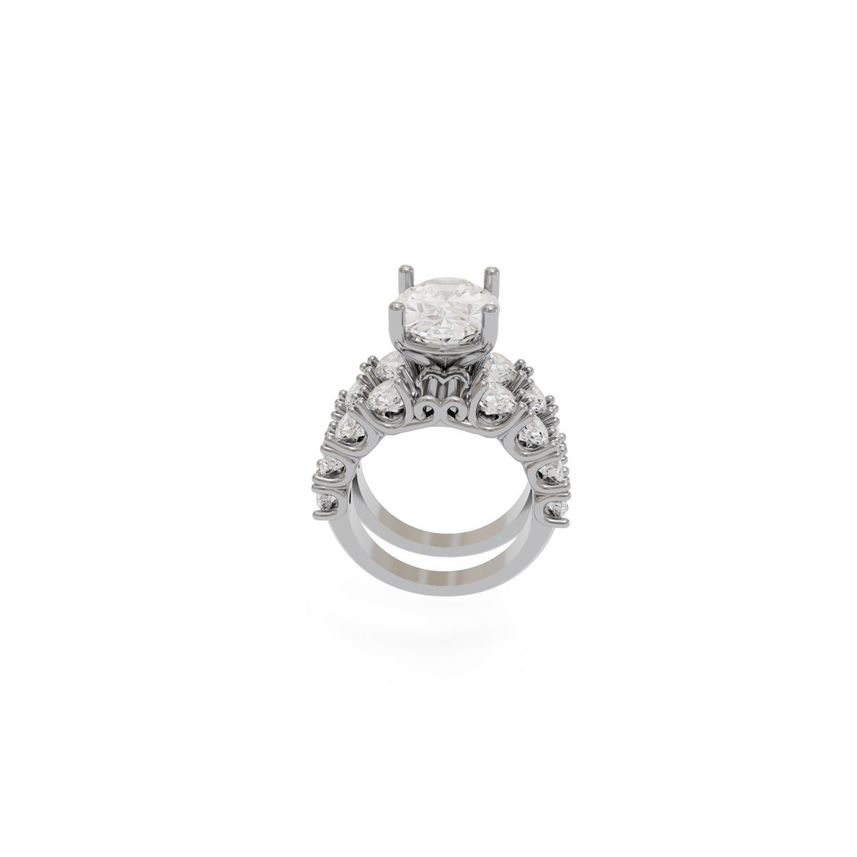 6ct Oval Diamond Custom Wedding Set 3d Print