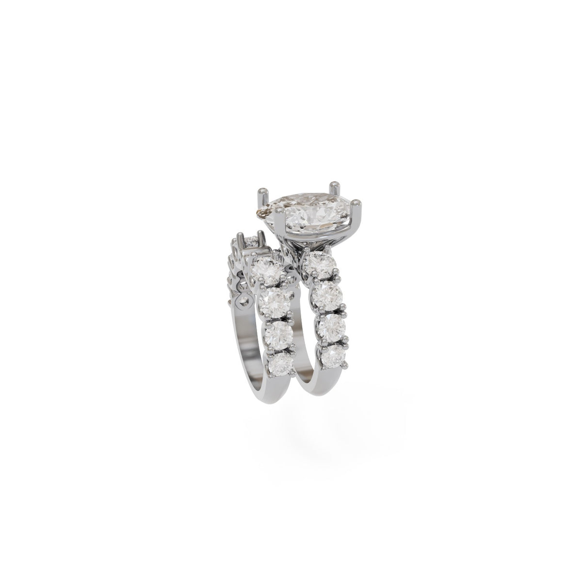 6ct Oval Diamond Custom Wedding Set 3d Print