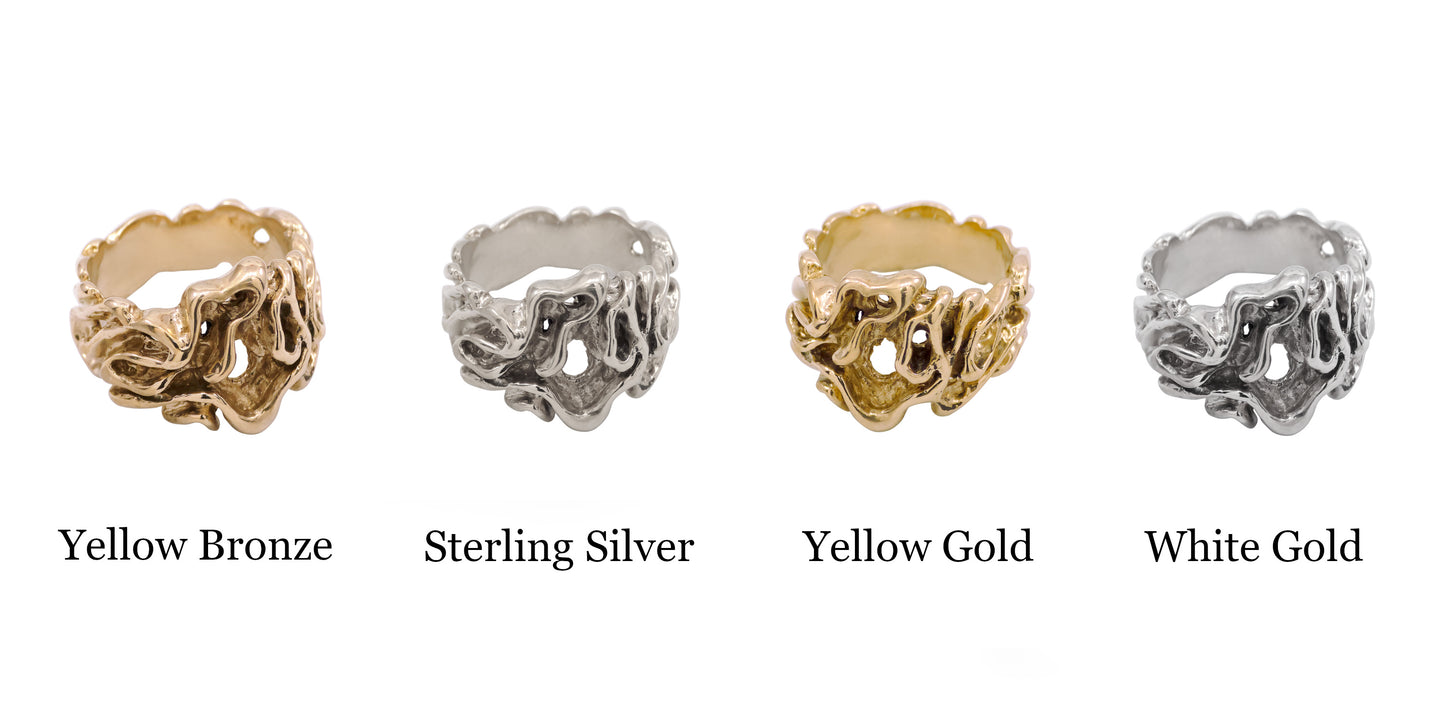 925 Sterling Silver or Yellow Bronze Free Form Nugget Ring