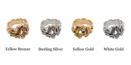 925 Sterling Silver or Yellow Bronze Free Form Nugget Ring