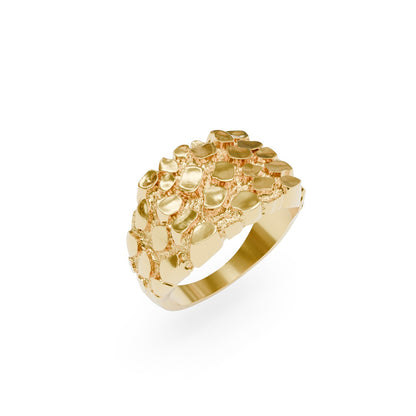 Unisex Classic Style Nugget Pattern Ring