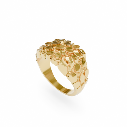 Unisex Classic Style Nugget Pattern Ring