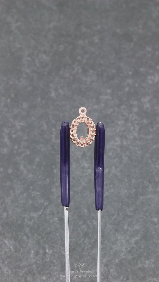 Custom Made Oval and Round Diamond Pendant 14k Rose Gold Casting