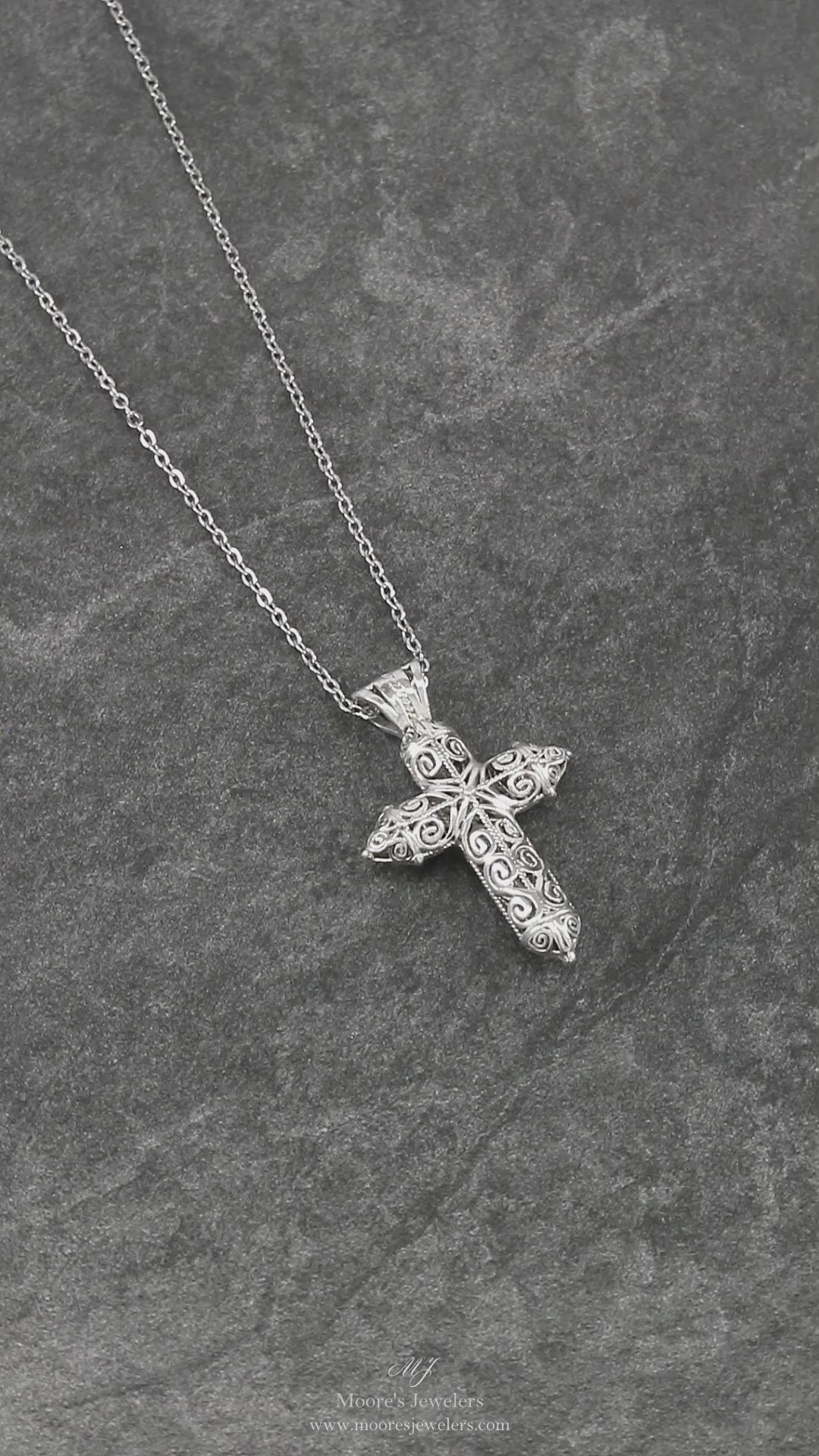 925 Sterling Silver High Scroll Cross Pendant With 22