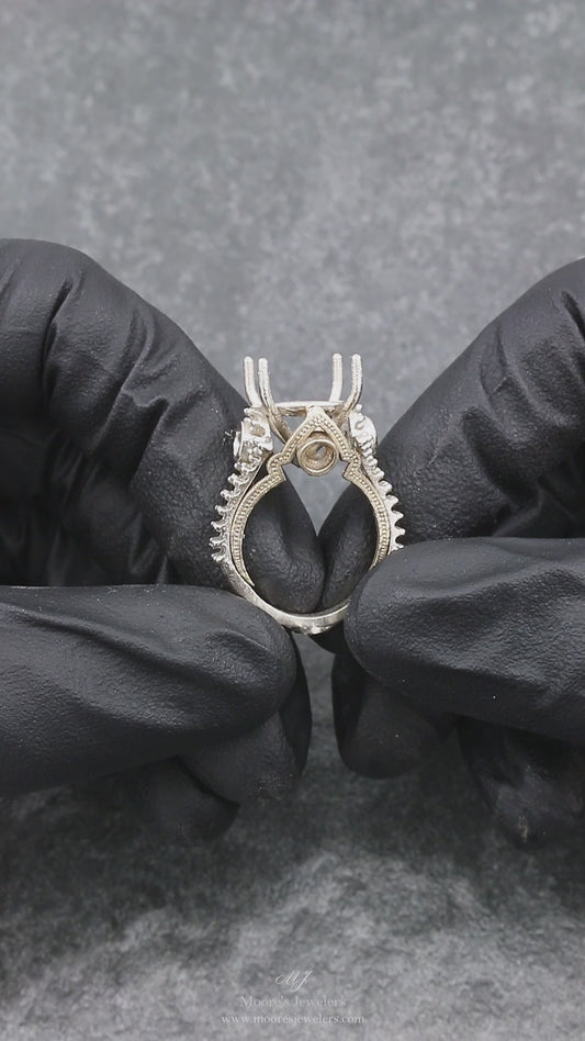 Two Tone Diamond and Topaz Custom Engagement Ring