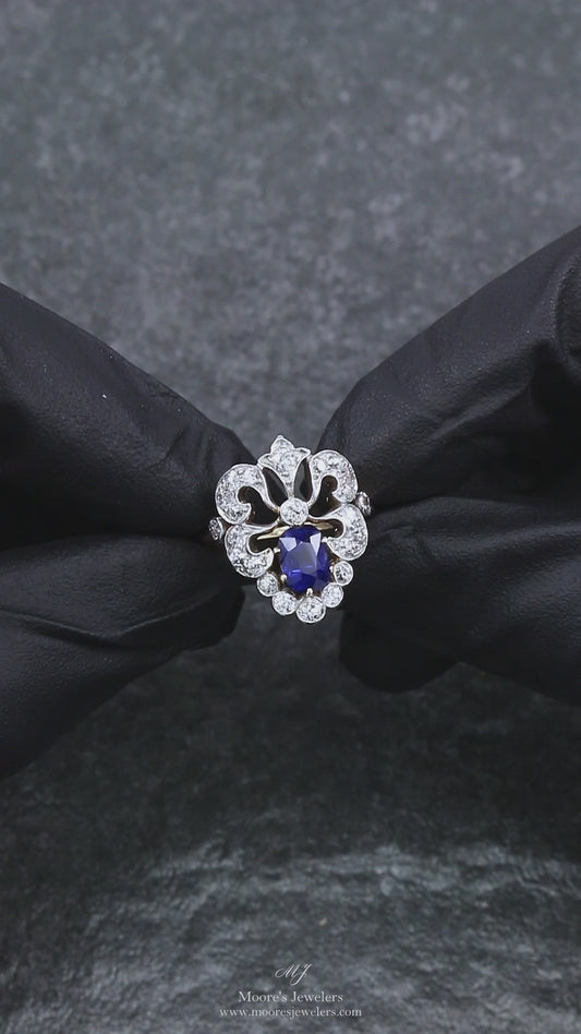 Ladies Vintage Style Sapphire and Diamond Ring Finished Piece