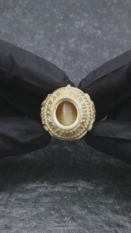 14k Yellow Gold Cast of Redesigned University of Texas Class Ring