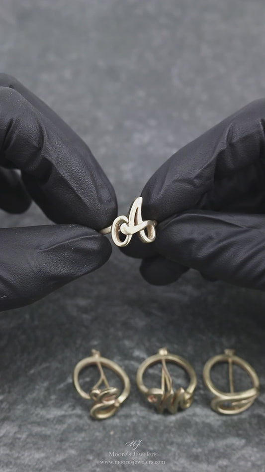 14k Yellow Gold Castings of Four Initial Rings