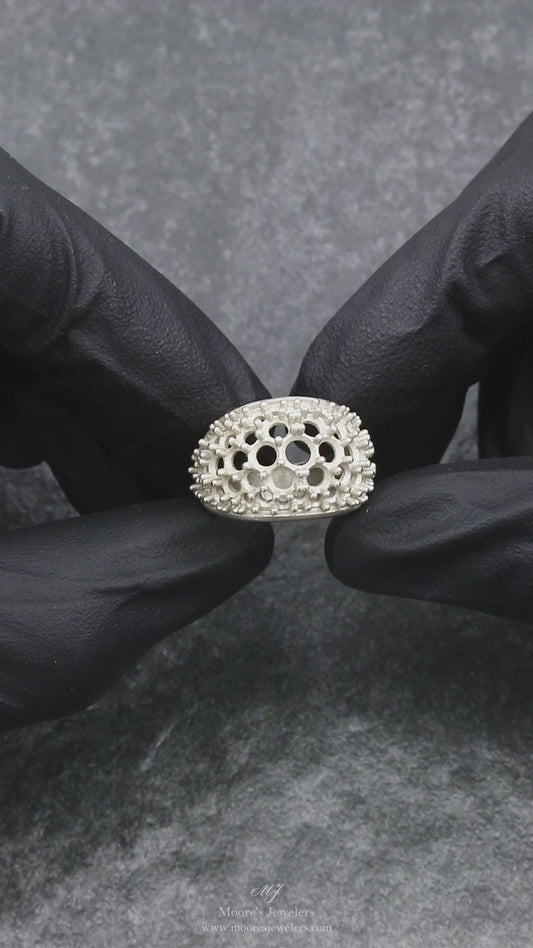 14k White Gold Cast Custom Multi-gemstone Ring
