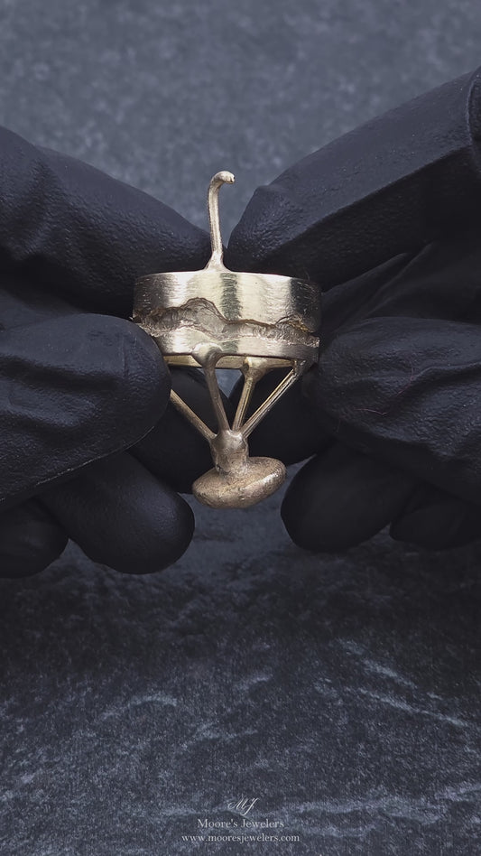 14k Yellow Gold Casting for Hand Carved Wax Ring