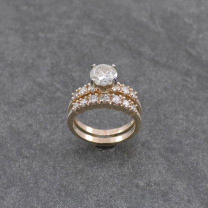 14k Two Tone Lab Diamond Wedding Set