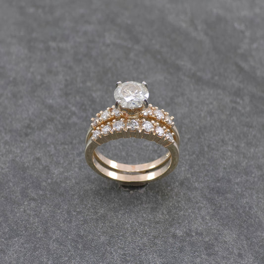 14k Two Tone Lab Diamond Wedding Set