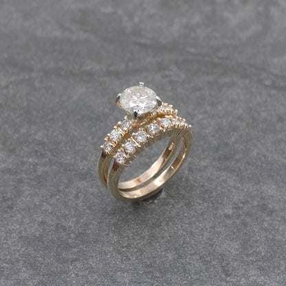 14k Two Tone Lab Diamond Wedding Set