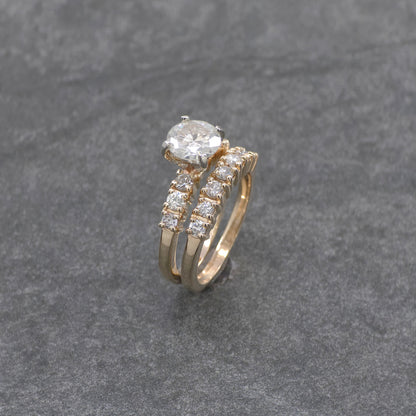 14k Two Tone Lab Diamond Wedding Set