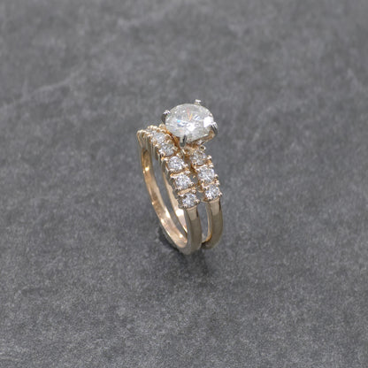 14k Two Tone Lab Diamond Wedding Set