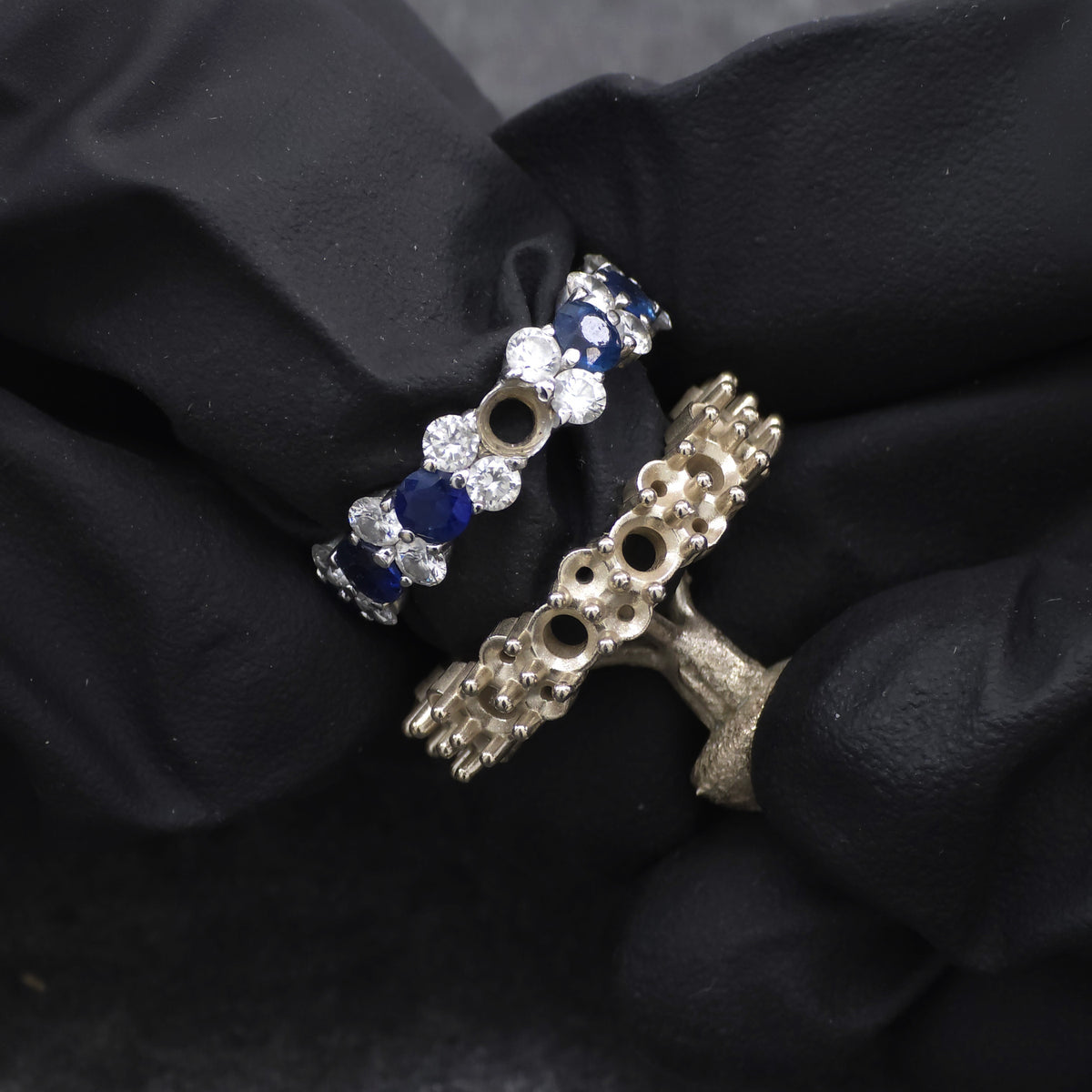 Recreated Diamond and Sapphire Ring Casting