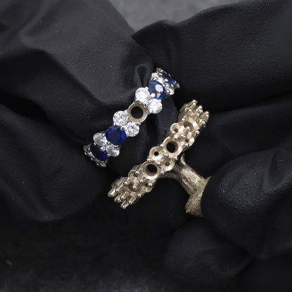 Recreated Diamond and Sapphire Ring Casting