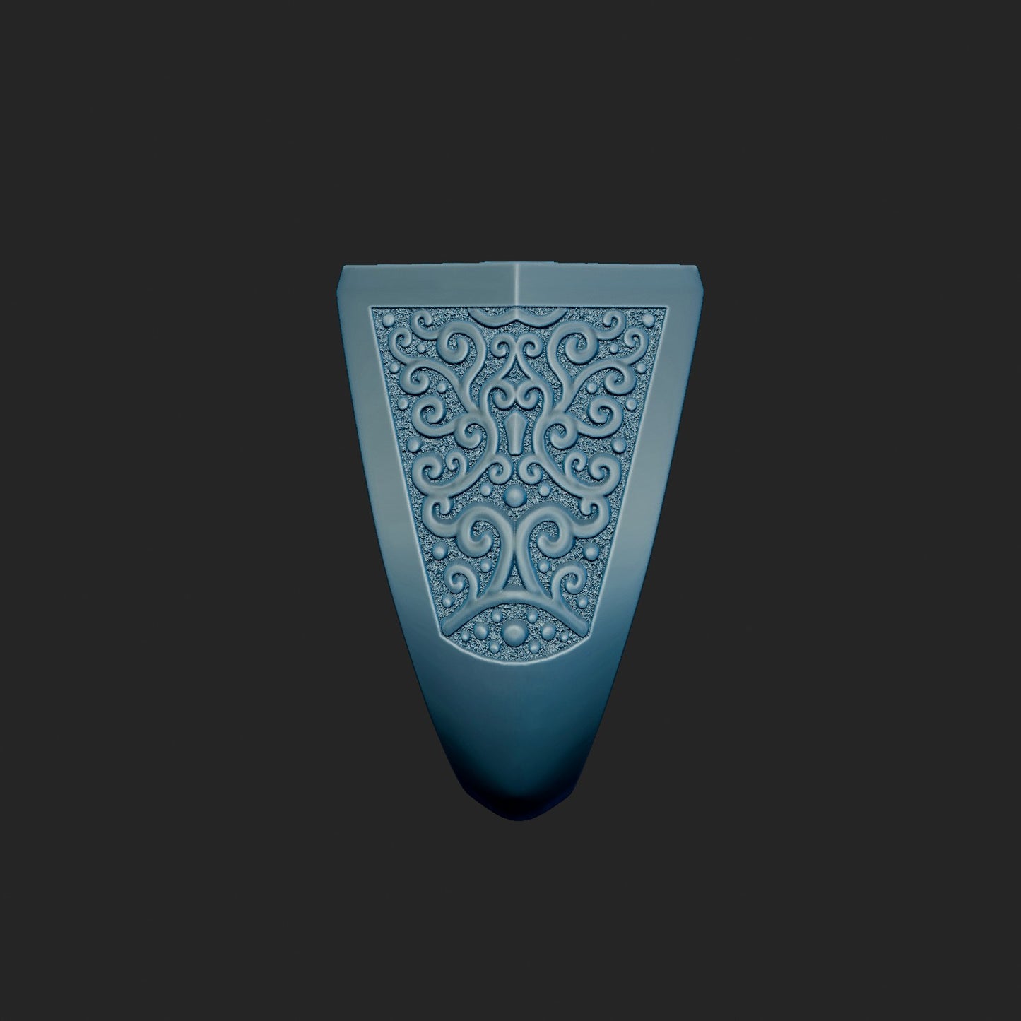 Textured Scroll Inlaid Signet Ring 3d Model
