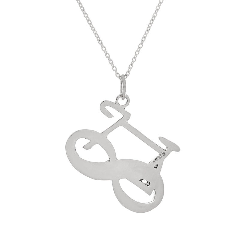 .925 Sterling Silver Eternity Bicycle Necklace With 22" Hypoallergenic Cable Chain Necklace