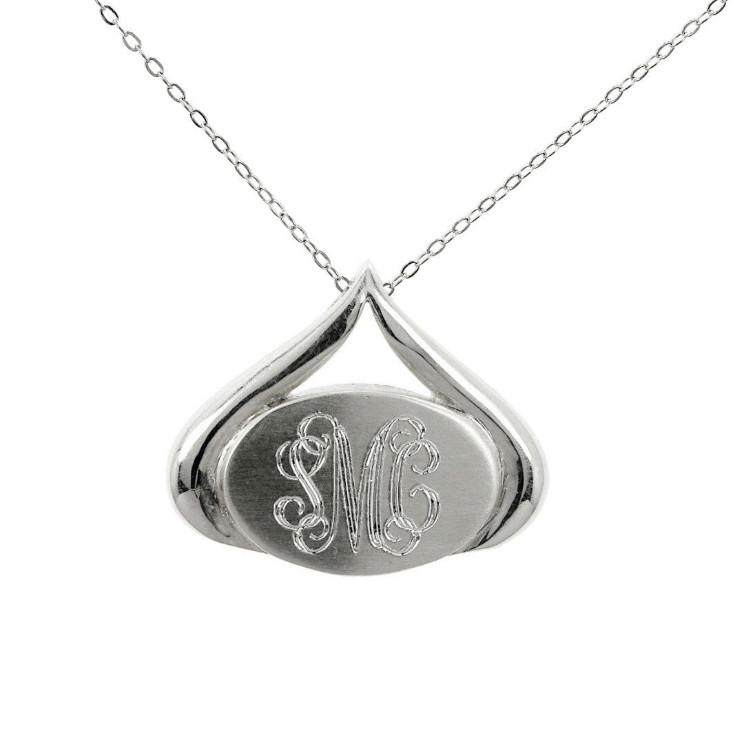 925 Sterling Silver Smooth Satin Finished Tear Drop Pendant With 22" Hypoallergenic Cable Chain Necklace
