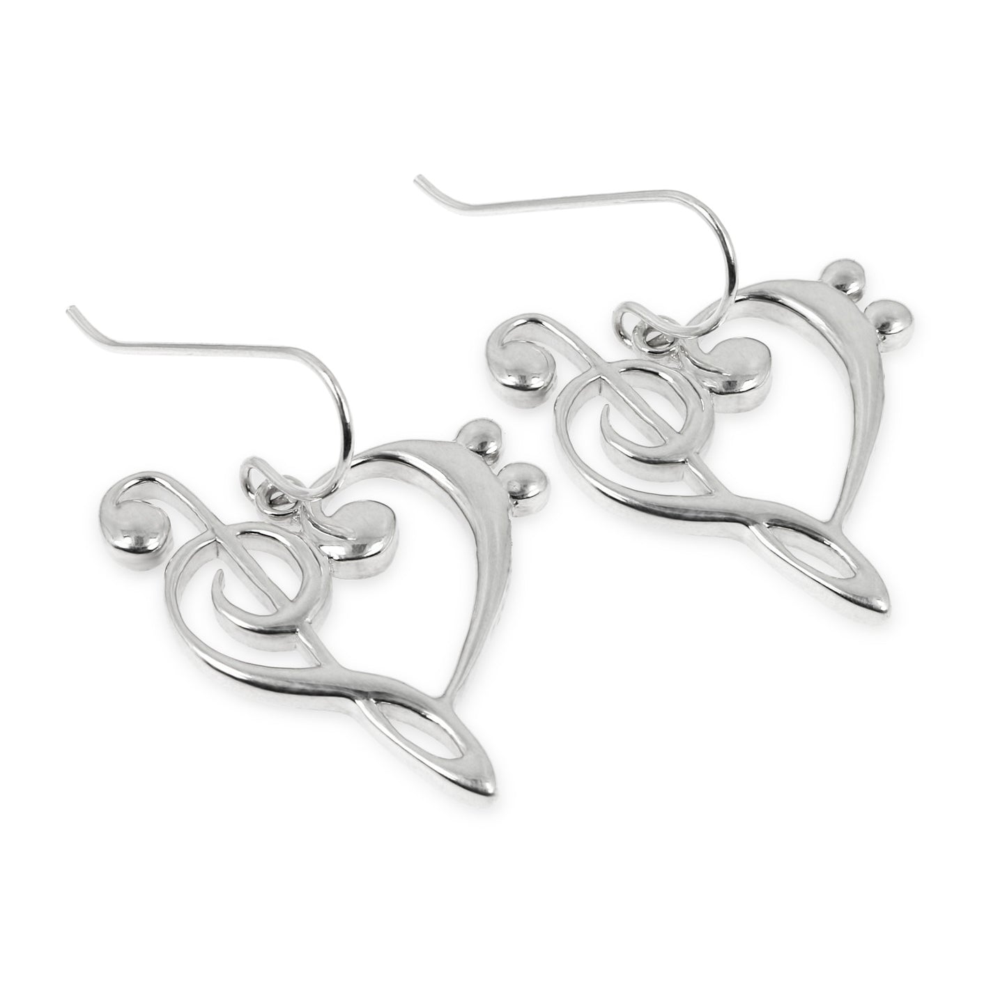 925 Sterling Silver Treble and Bass Clef Heart Earrings